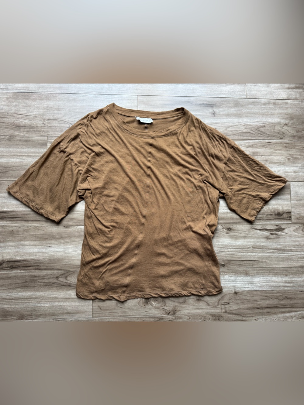 SAINT LAURENT
Short Sleeve T-Shirt Size Large Brown sheer jersey fabric crewneck